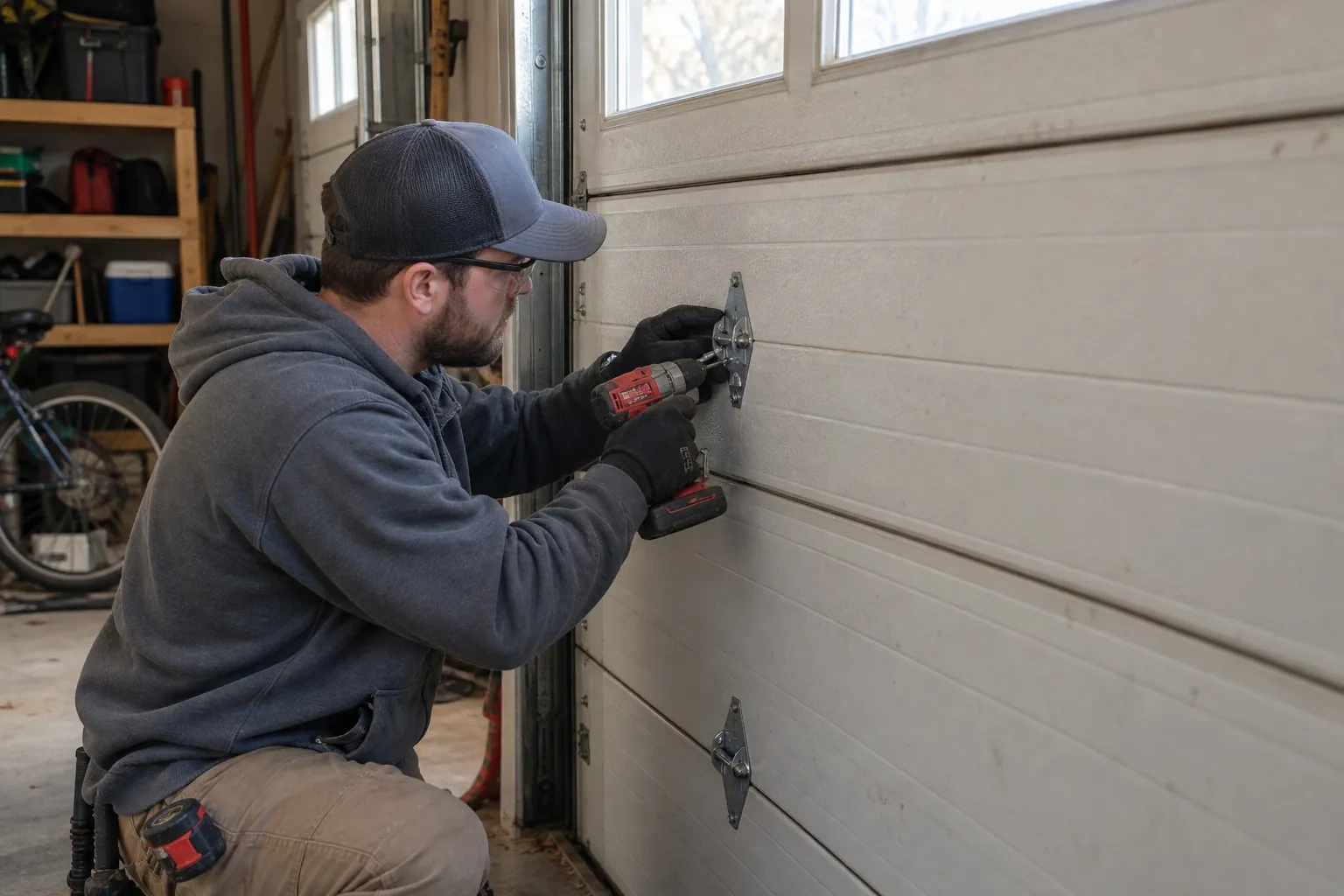 Illustrative garage doors scene